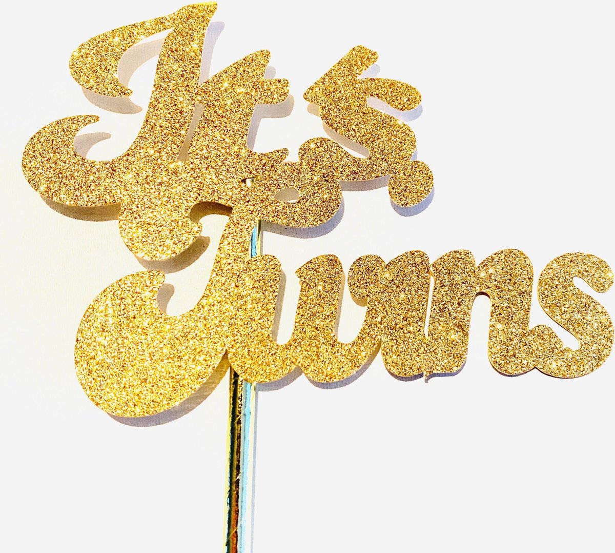 Taarttopper| Cake topper| Baby | Its twins| Goud glitter|14 cm| karton